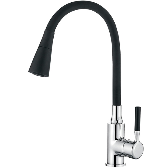 Смеситель для кухни с гибким изливом с душем Ledeme Rainbow R L4199-2 черный/хром
