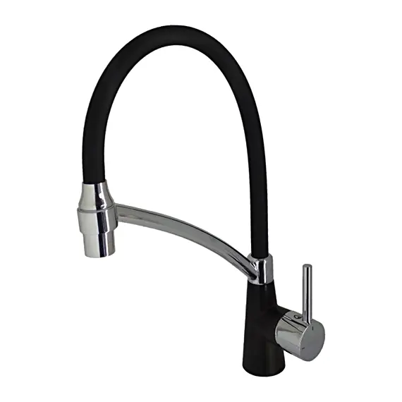 Смеситель для кухни с гибким силиконовым изливом с душем Ledeme R L4399B-2 черный/хром