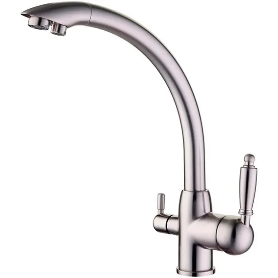 Смеситель для кухни со встроенным краном под фильтр питьевой воды Ledeme R L4455A-3 суперсталь