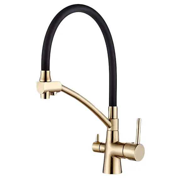 Смеситель для кухни с гибким изливом и встроенным краном под фильтр питьевой воды Ledeme L4855Y-2 хром