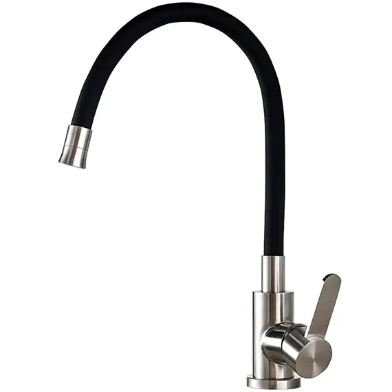 Смеситель для кухни с гибким изливом Ledeme R L74004-2 черный/нержавеющая сталь