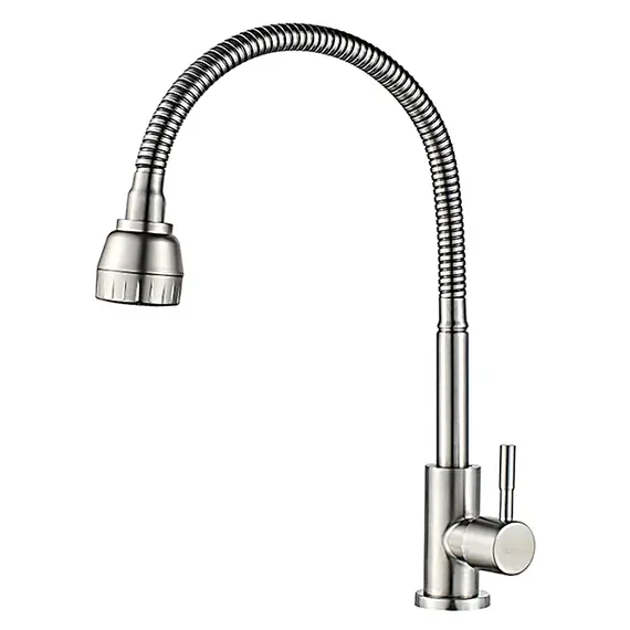 Моно кран для холодной воды с гибким изливом с душем Ledeme R L74295 суперсталь