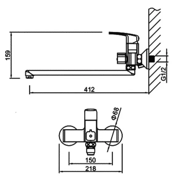 Смеситель для ванны Gerhans Pillar K13106 хром, изображение 3