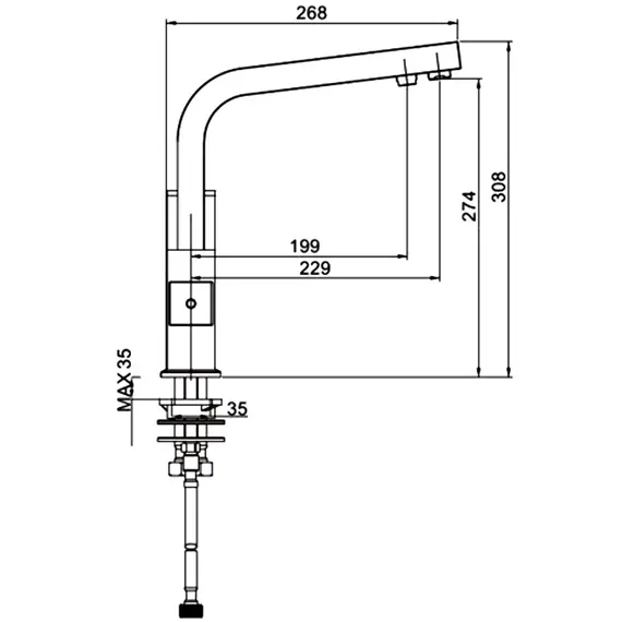 Смеситель для кухни со встроенным краном под фильтр питьевой воды Gerhans K14089 хром, изображение 2