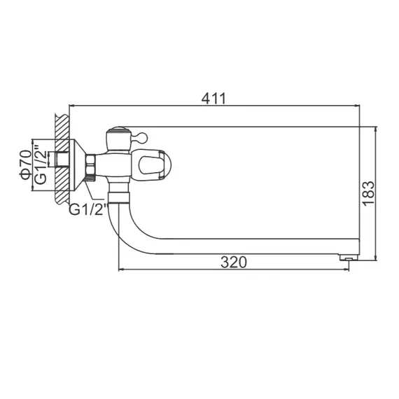Смеситель для ванны Ledeme H86 L2686 хром, изображение 2