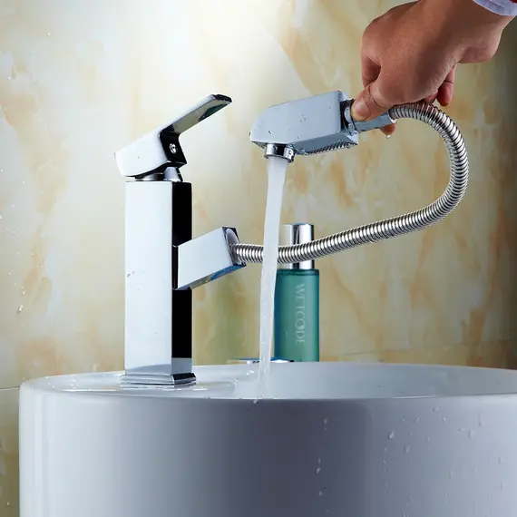 Смеситель для раковины Ledeme H55 L1055-20 с выдвижным изливом хром, изображение 3