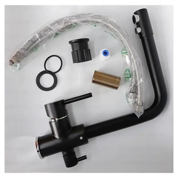 Смеситель для кухни со встроенным краном под фильтр питьевой воды Ledeme R L4055B-3 черный, Название цвета: Черный, изображение 4