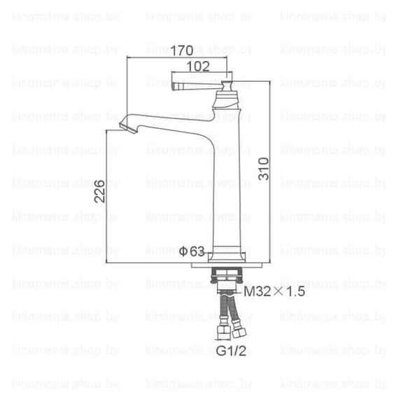 Смеситель для раковины Gerhans K20G K11120G золотой, изображение 4