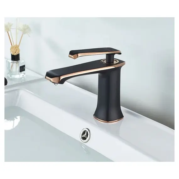 Смеситель для раковины Gerhans K21 K11021B черный/розовое золото, Основной цвет: Черный, изображение 2