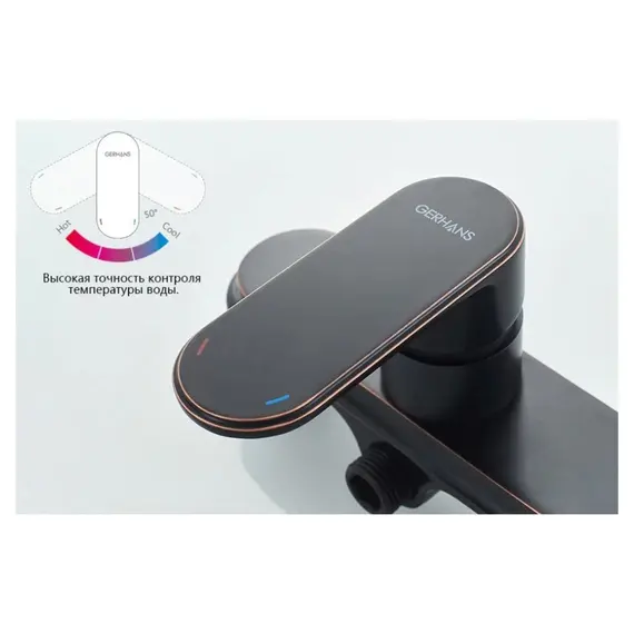 Смеситель для душа Gerhans K22 K12022T черный с золотой патиной, изображение 5