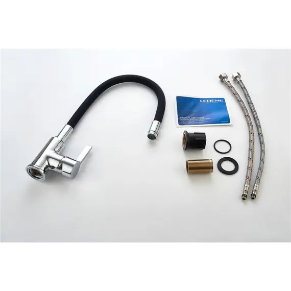 Смеситель для кухни с гибким изливом Ledeme Rainbow L4898-2 хром, изображение 12