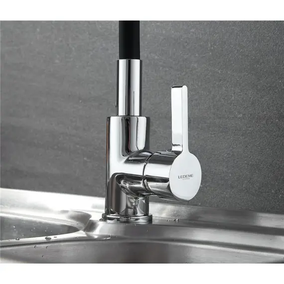 Смеситель для кухни с гибким изливом Ledeme Rainbow L4898-2 хром, изображение 4