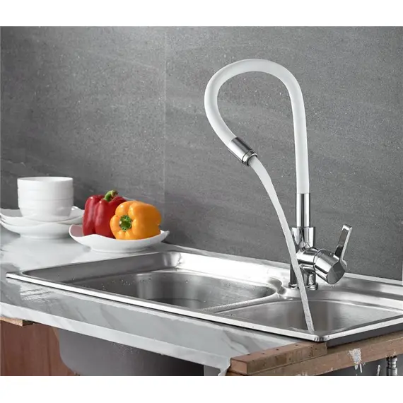 Смеситель для кухни с гибким изливом Ledeme Rainbow L4898-3 хром, изображение 6