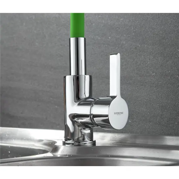 Смеситель для кухни с гибким изливом Ledeme Rainbow L4898-5 хром, изображение 11