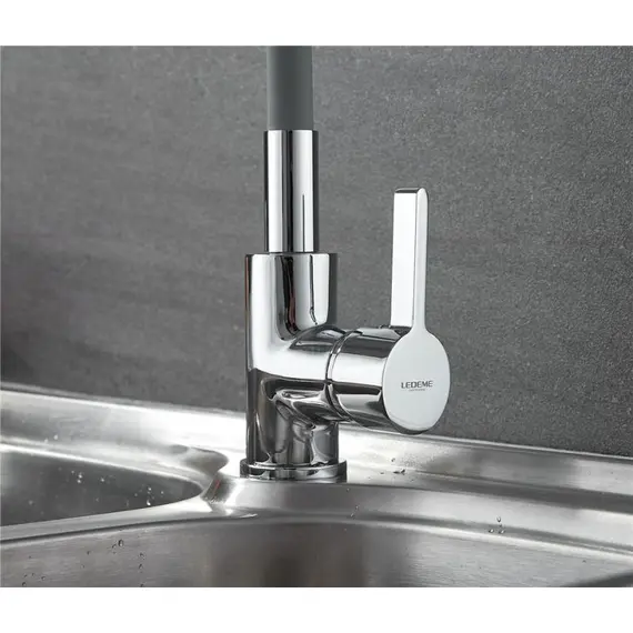 Смеситель для кухни с гибким изливом Ledeme Rainbow L4898-9 хром, изображение 9