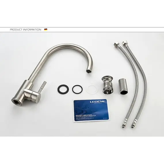 Смеситель для кухни Ledeme R L4998-3 суперсталь, изображение 11