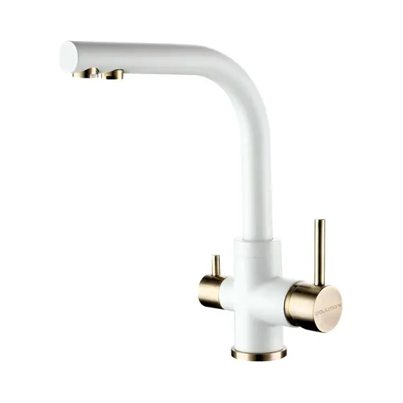 Смеситель для кухни Paulmark Essen Es213011-431BR белый матовый/бронза
