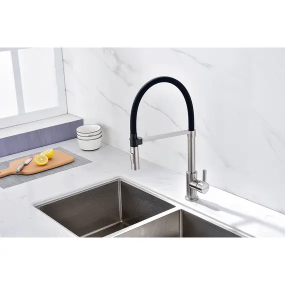 Смеситель для кухни Paulmark Halt Ha214021-Ni с гибким изливом никель, изображение 5