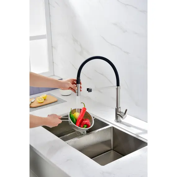 Смеситель для кухни Paulmark Halt Ha214021-Ni с гибким изливом никель, изображение 10