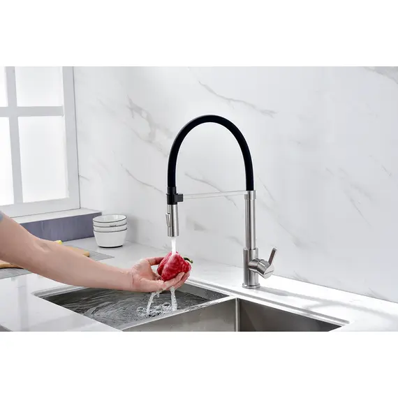 Смеситель для кухни Paulmark Halt Ha214021-Ni с гибким изливом никель, изображение 6