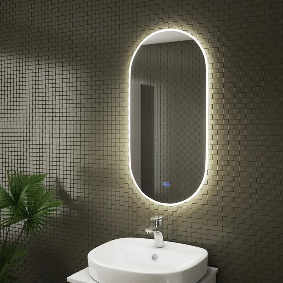 Зеркало для ванной Teymi Tiko Iva 45 х 90 см с LED подсветкой и подогревом, изображение 2