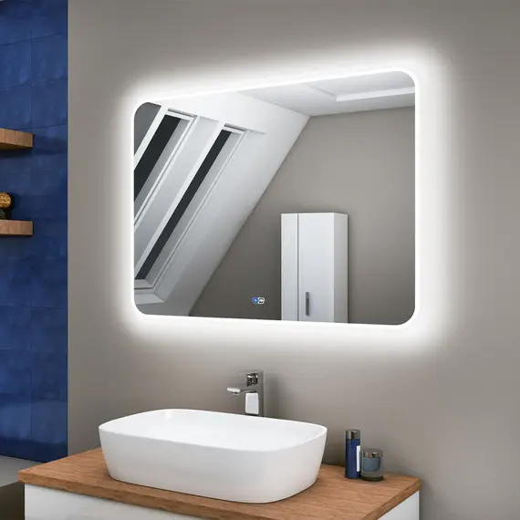 Зеркало для ванной Teymi Tiko Solli 100 х 80 см с LED подсветкой и подогревом, изображение 2