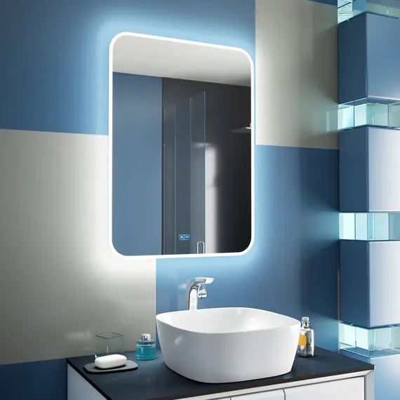 Зеркало для ванной Teymi Tiko Solli 60 х 80 см с LED подсветкой и подогревом, изображение 2