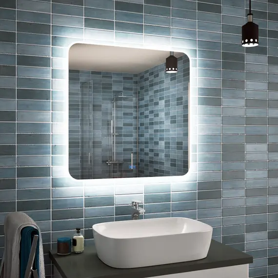 Зеркало для ванной Teymi Tiko Solli 80 х 80 см с LED подсветкой и подогревом, изображение 2