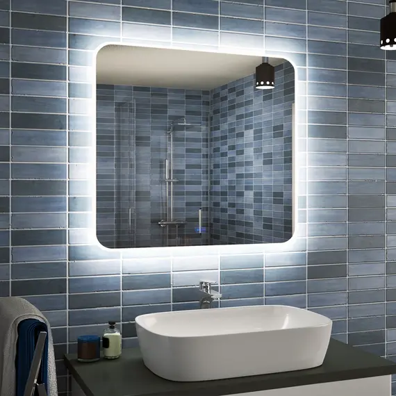 Зеркало для ванной Teymi Tiko Solli 90 х 80 см с LED подсветкой и подогревом, изображение 5