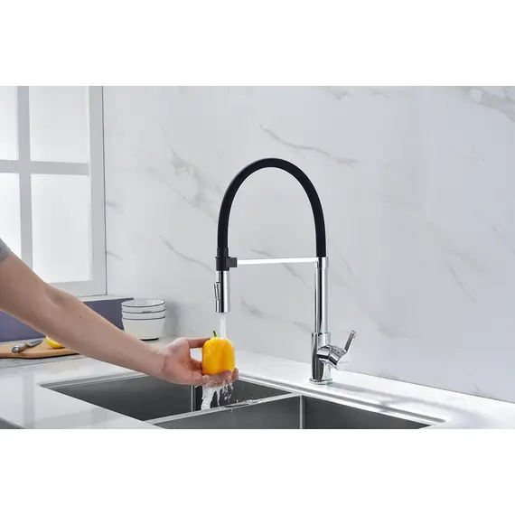 Смеситель для кухни Paulmark Halt Ha214021-CR с гибким изливом хром, изображение 5