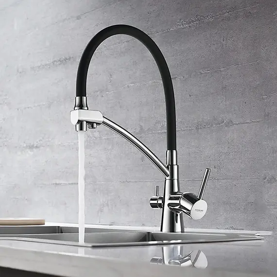 Смеситель для кухни с гибким изливом и встроенным краном под фильтр питьевой воды Ledeme R L4855-2 хром, изображение 3