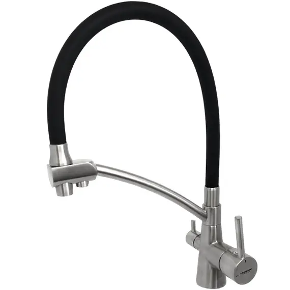 Смеситель для кухни с гибким изливом и встроенным краном под фильтр питьевой воды Ledeme R L4855-2 хром, изображение 2