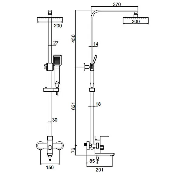Душевой комплект Ledeme R L72433B матовый черный, изображение 2