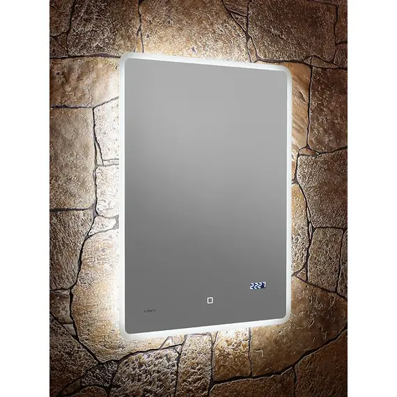 Зеркало с подсветкой и подогревом Esbano ES-2073FDS 50 х 70 см встроенные часы, изображение 3