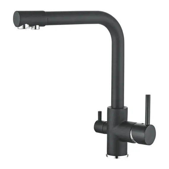 Смеситель для кухни со встроенным краном под фильтр питьевой воды Ledeme R L4055B-3 черный, Название цвета: Черный