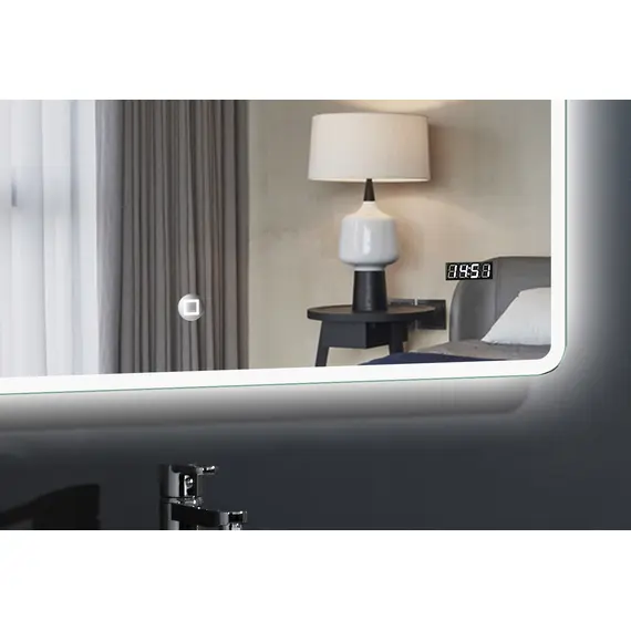 Зеркало с подсветкой и подогревом Esbano ES-2073FDS 50 х 70 см встроенные часы, изображение 4