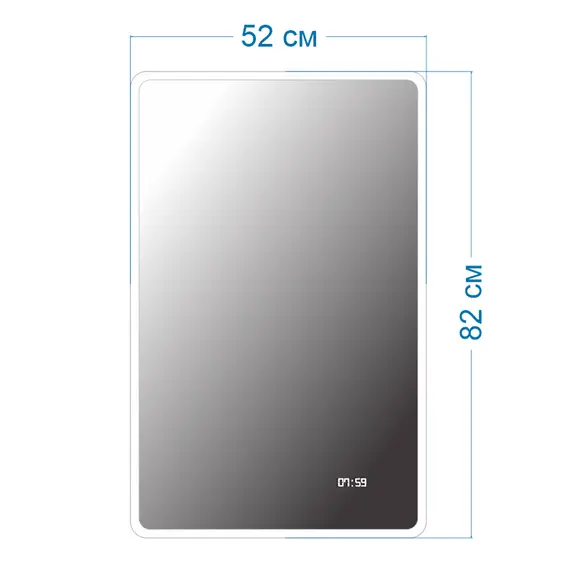 Зеркало для ванной Teymi Tiko Aina 50 х 80 см с LED подсветкой и часами, изображение 8