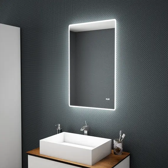 Зеркало для ванной Teymi Tiko Aina 50 х 80 см с LED подсветкой и часами, изображение 7