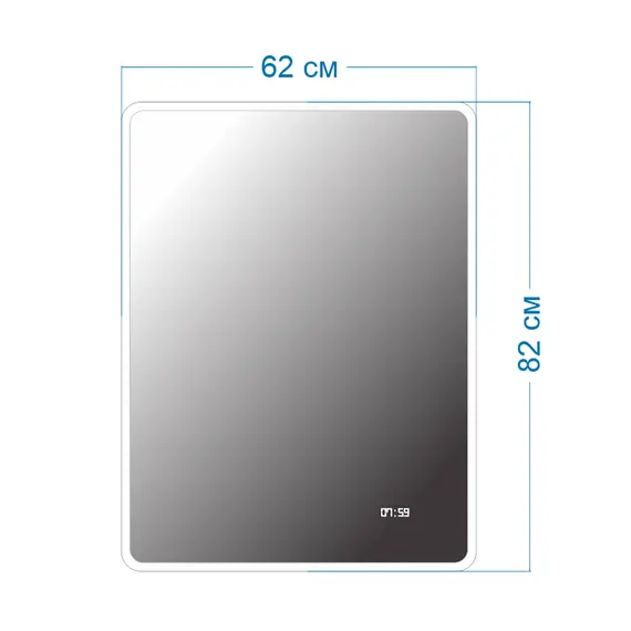 Зеркало для ванной Teymi Tiko Aina 60 х 80 см с LED подсветкой и часами, изображение 8