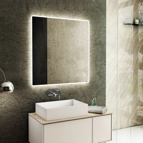 Зеркало для ванной Teymi Tiko Aina 80 х 80 см с LED подсветкой и часами, изображение 7