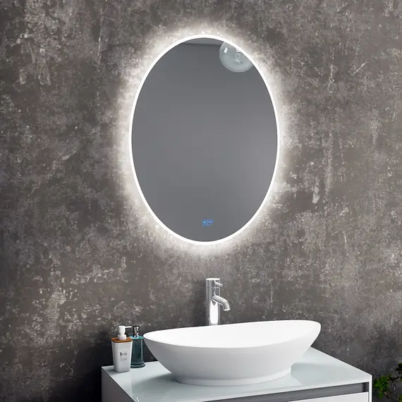 Зеркало для ванной Teymi Tiko Lori 60 х 80 см с LED подсветкой, подогревом и часами, изображение 2