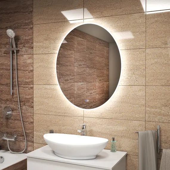 Зеркало для ванной Teymi Tiko Lori 75 х 90 см с LED подсветкой, подогревом и часами, изображение 2