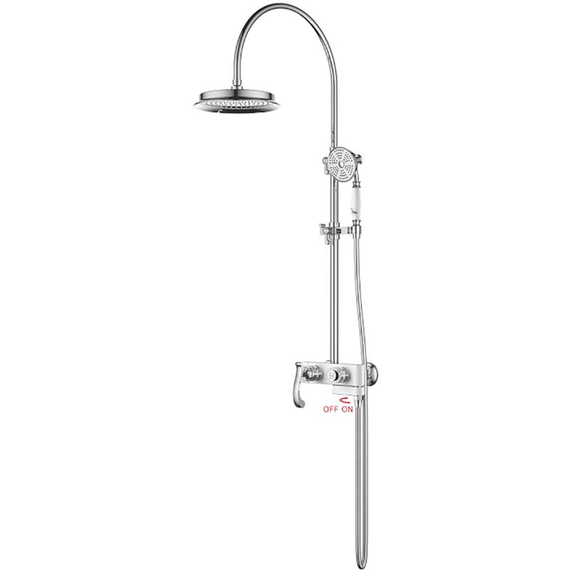 Душевая стойка со смесителем Gerhans K26W K19026W хром/белый