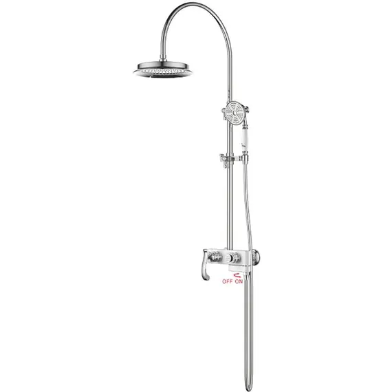 Душевая стойка со смесителем Gerhans K26W K19026W хром/белый