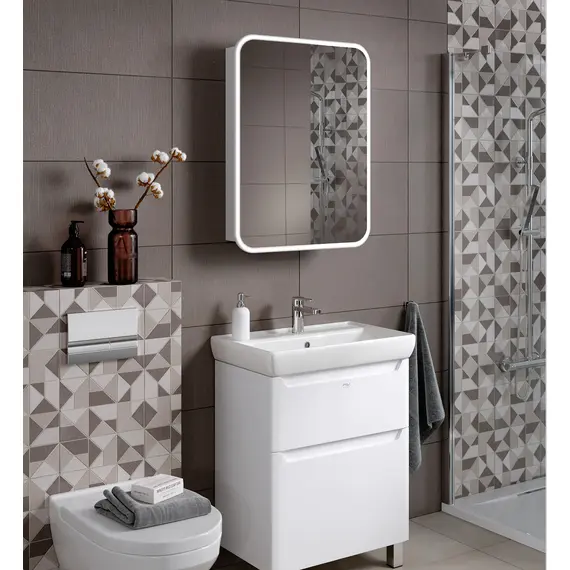 Зеркальный шкаф Alavann Lana 70 см белый, изображение 3