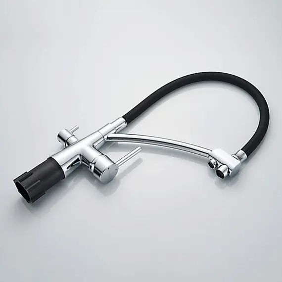 Смеситель для кухни с гибким изливом и встроенным краном под фильтр питьевой воды Ledeme R L4855-2 хром, изображение 6