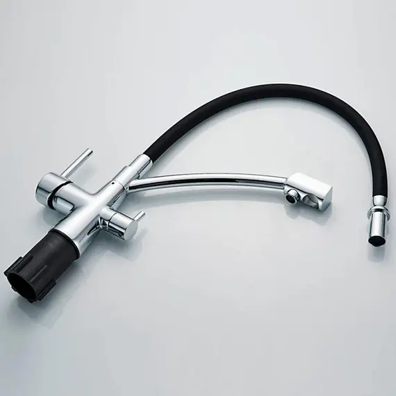 Смеситель для кухни с гибким изливом и встроенным краном под фильтр питьевой воды Ledeme R L4855-2 хром, изображение 9