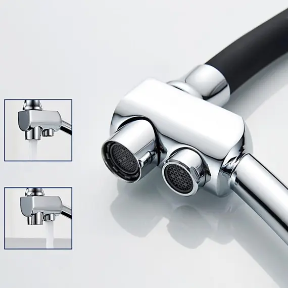 Смеситель для кухни с гибким изливом и встроенным краном под фильтр питьевой воды Ledeme R L4855-2 хром, изображение 7