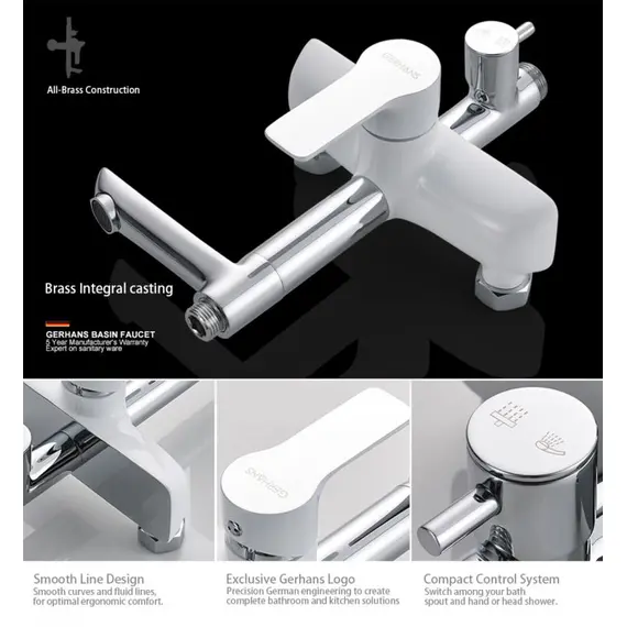 Душевая стойка Gerhans K15W K19015W хром/белый, изображение 13