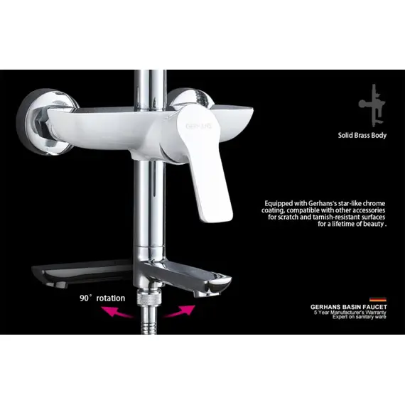 Душевая стойка Gerhans K15W K19015W хром/белый, изображение 14